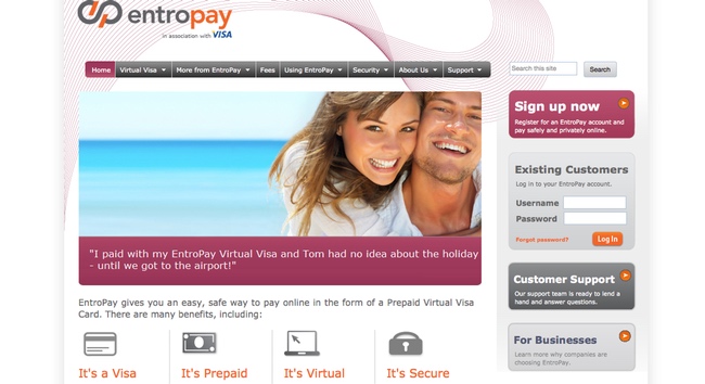 Entropay Webseite