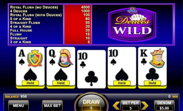 deuces wild videopoker straight draw2
