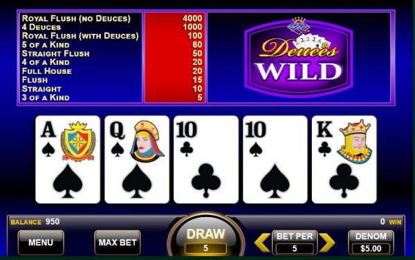 deuces wild video poker first draw