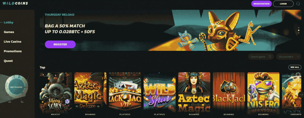 WIldcoins Casino Desktop new