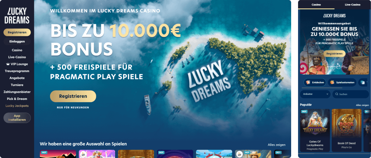 luckydreams casino desktop screenshot
