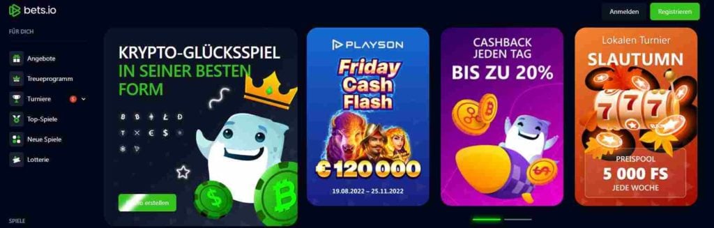 Bets.io casino on desktop