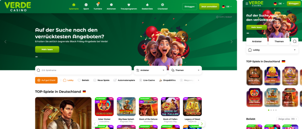 verde casino desktop screenshot