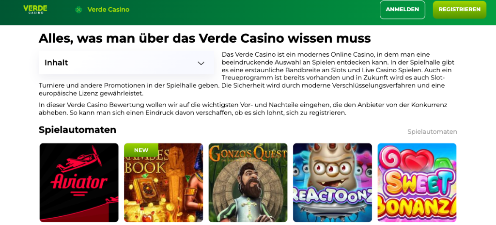 verde casino login