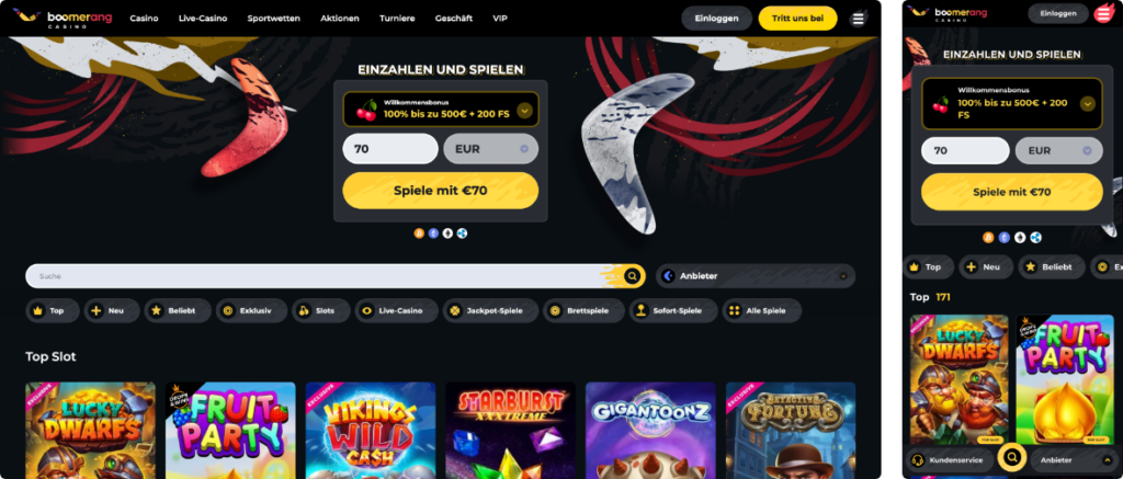 boomerang casino screenshot