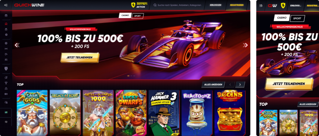 quickwin casino desktop screenshot