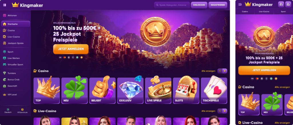 kingmaker casino desktop screenshot