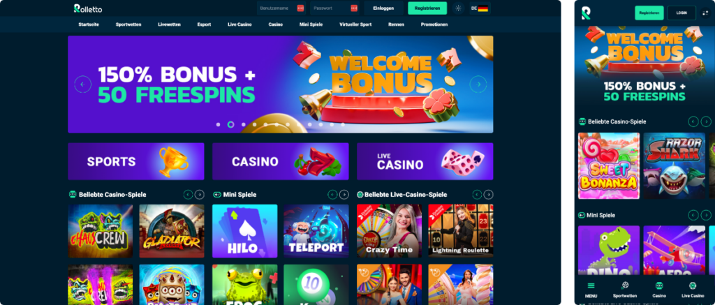 rolletto casino screenshot